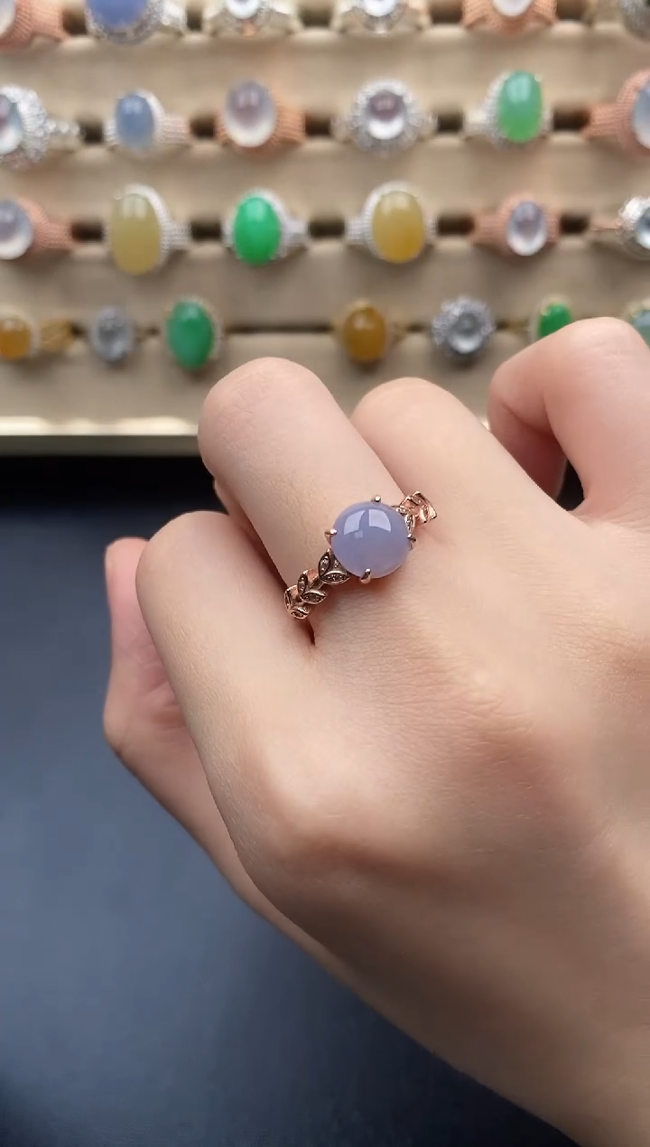 银S925镶嵌戒指翡翠一物一证一礼盒