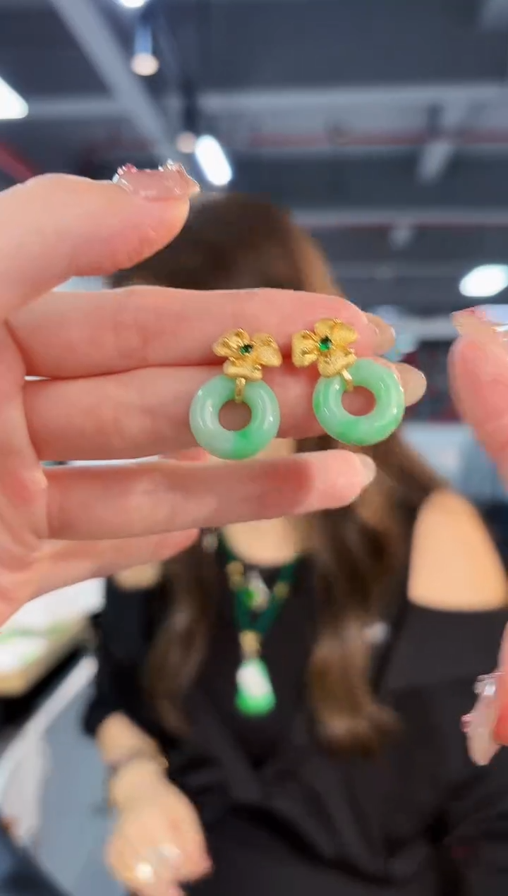 【闪购商品】翡翠耳饰未镶嵌缅料A货/支持复检/一对