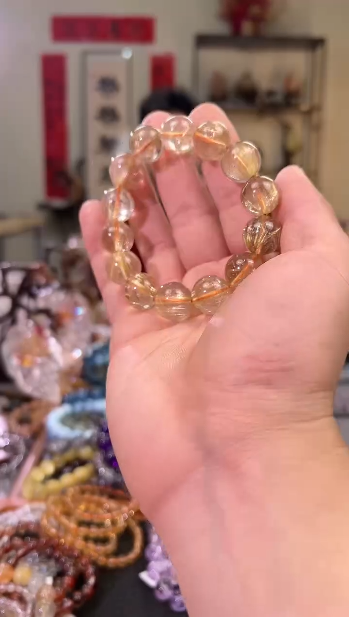 【闪购商品】发晶手串未镶嵌15.5mm金发晶手串