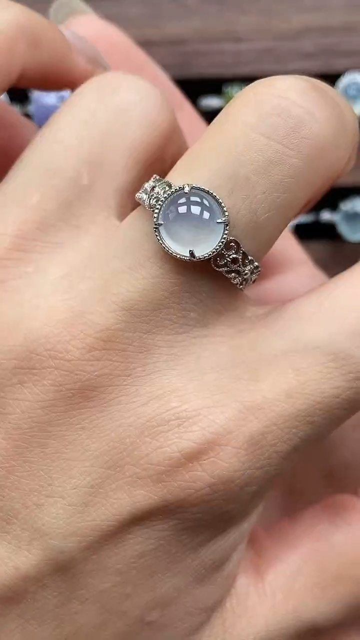 银S925镶嵌戒指翡翠7105