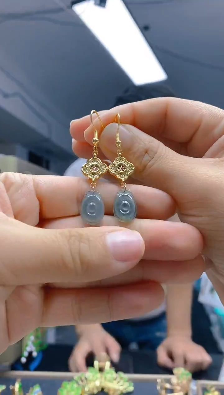 【闪购商品】翡翠耳饰合金367翡翠耳钩