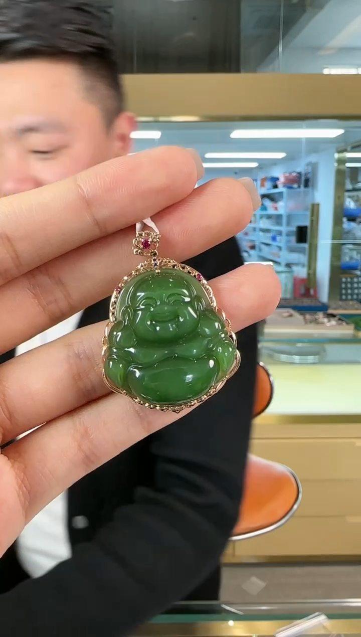 【闪购商品】和田玉吊坠18K金镶嵌0116-093