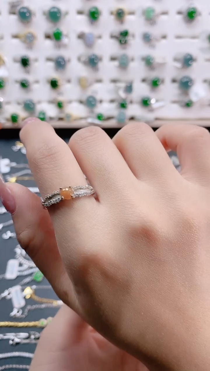 【闪购商品】翡翠戒指银S925镶嵌天然翡翠