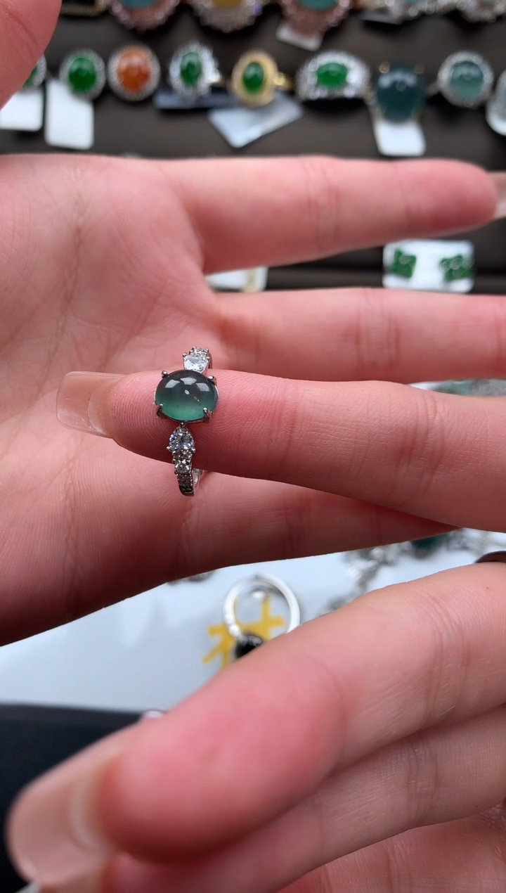 【闪购商品】翡翠戒指银S925镶嵌5214