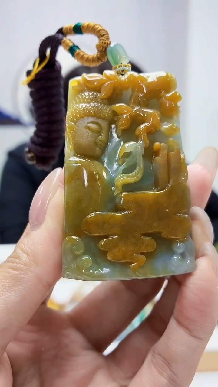 未镶嵌定制翡翠5060MM-毛货挂件78
