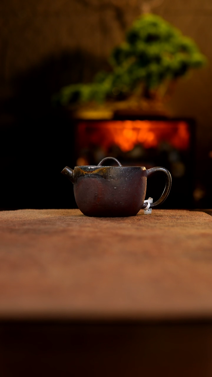 夸烧柴烧石鼓壶378