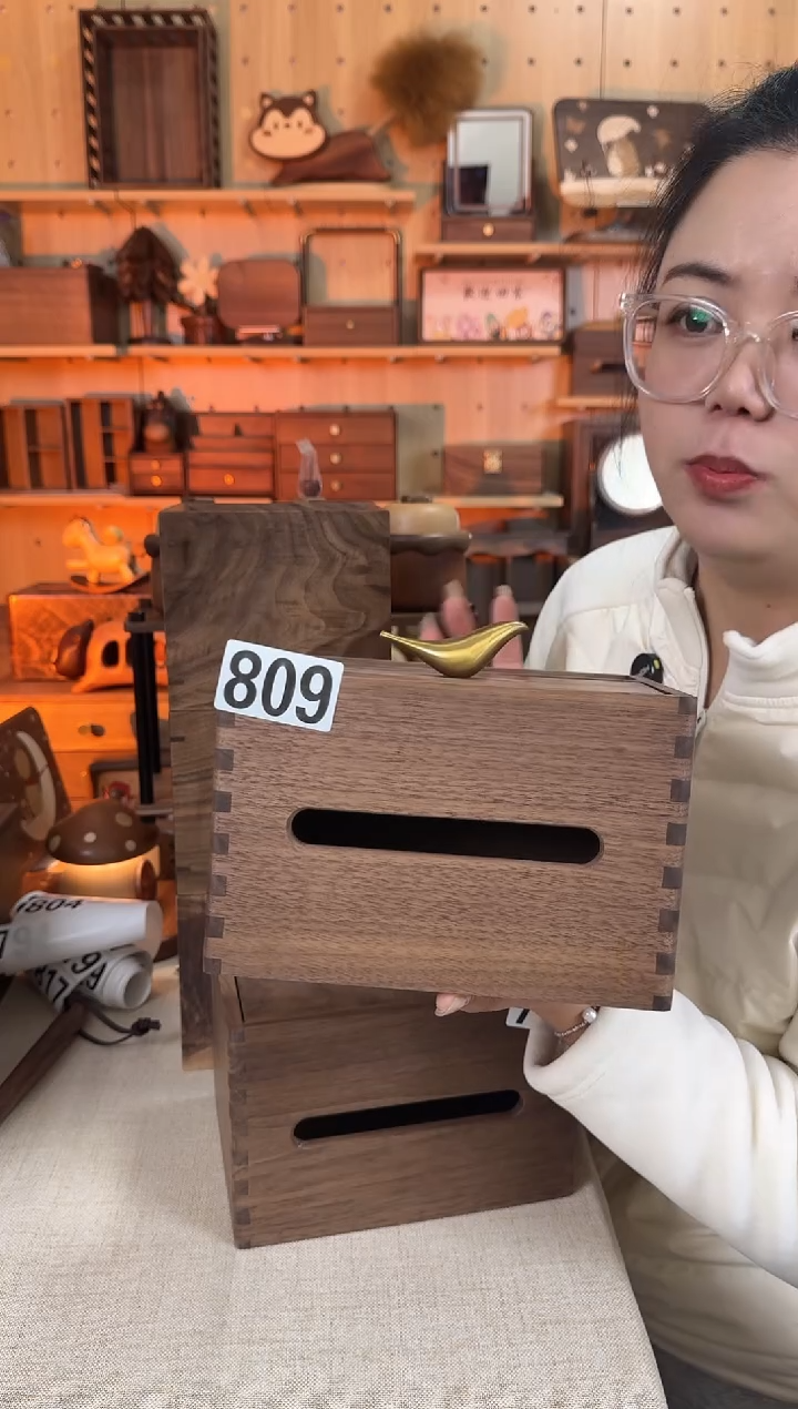 木H**4809号实木微瑕铜鸟多功能纸巾盒