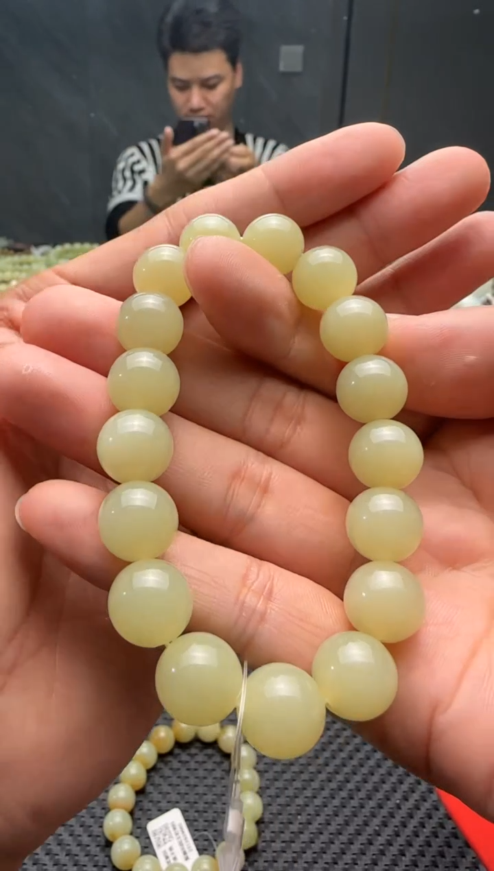 未镶嵌手串和田玉心*若羌料手串卡12