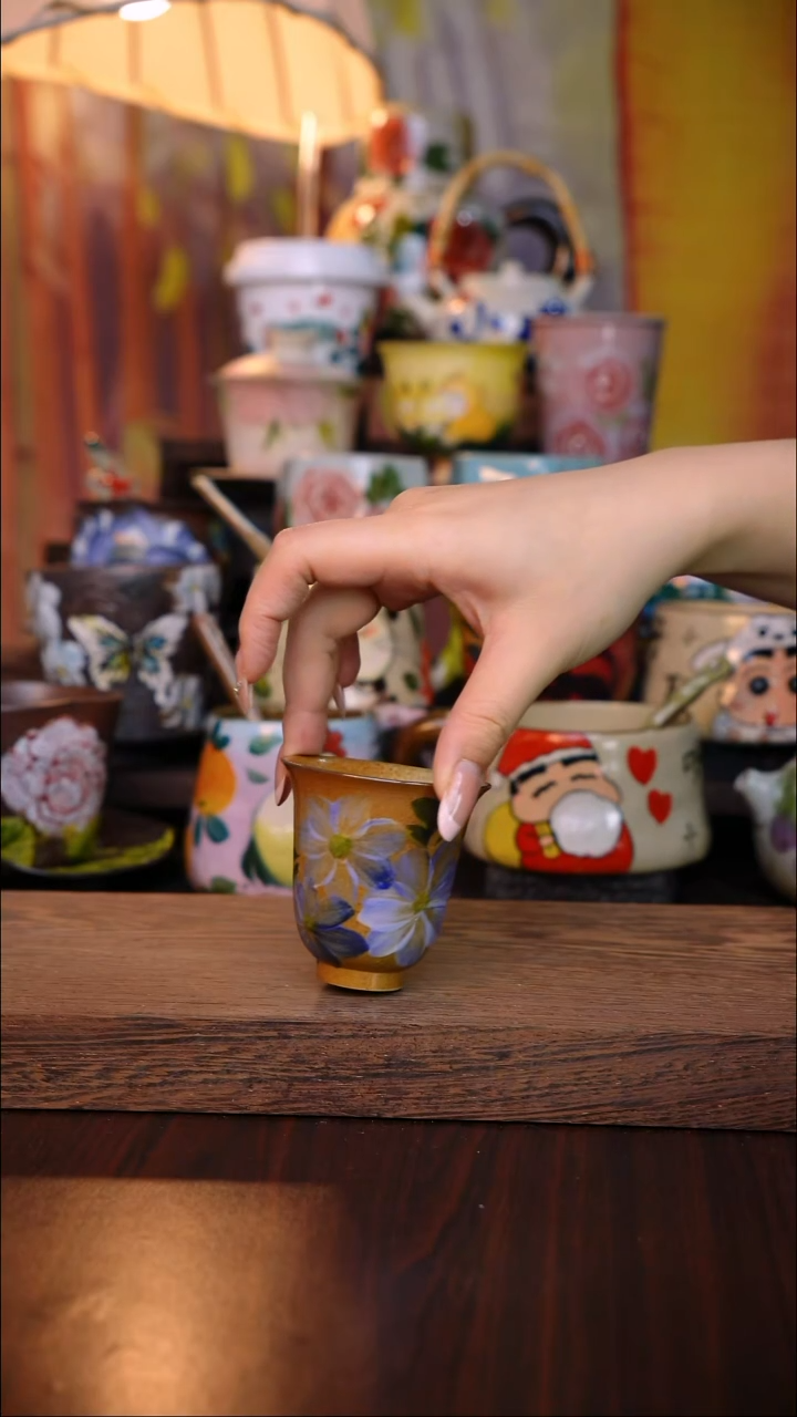 杯子陶泥垚手作 景德镇手工手绘陶瓷器物