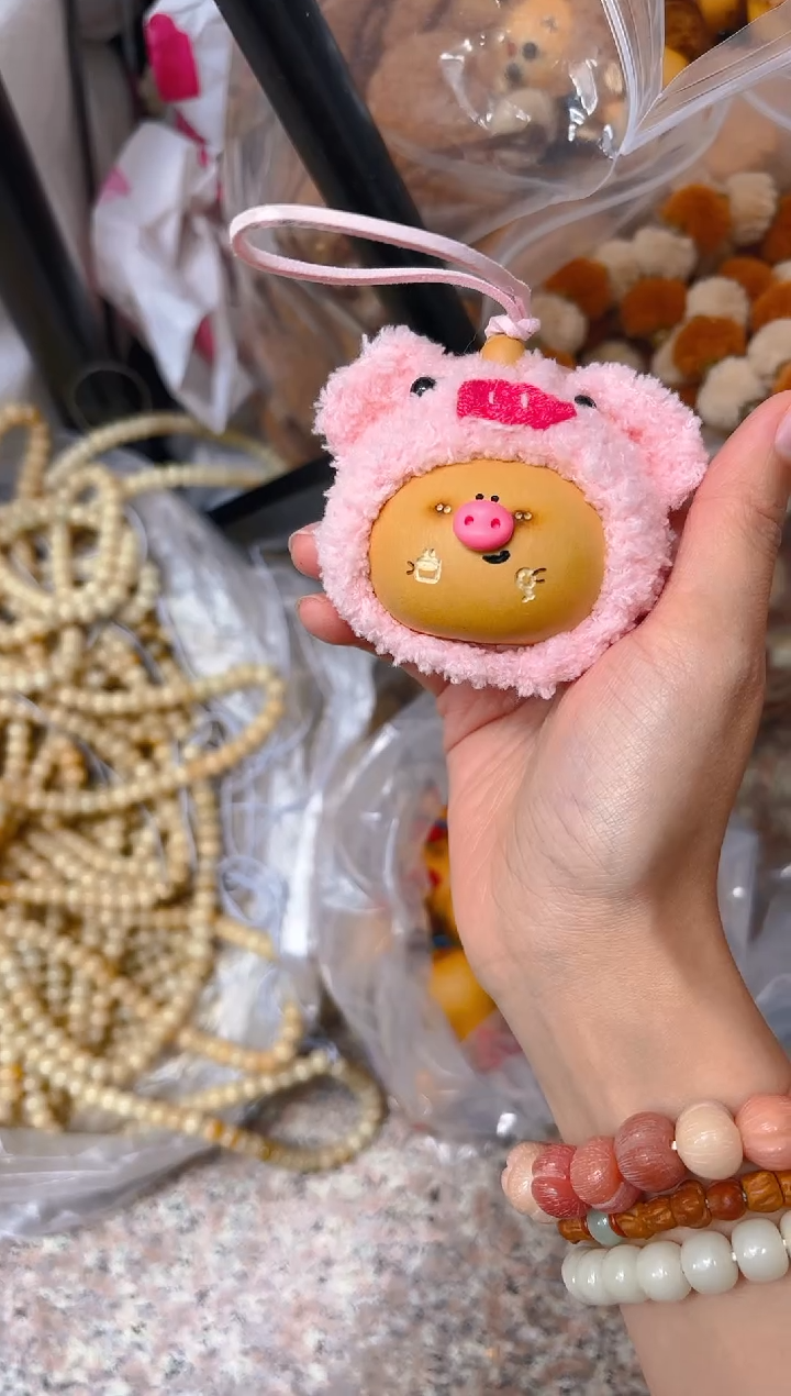 粉色帽子小猪葫芦 挂件