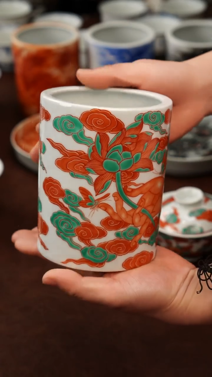 摆件陶景德镇瓷器，青花瓷手绘茶具~