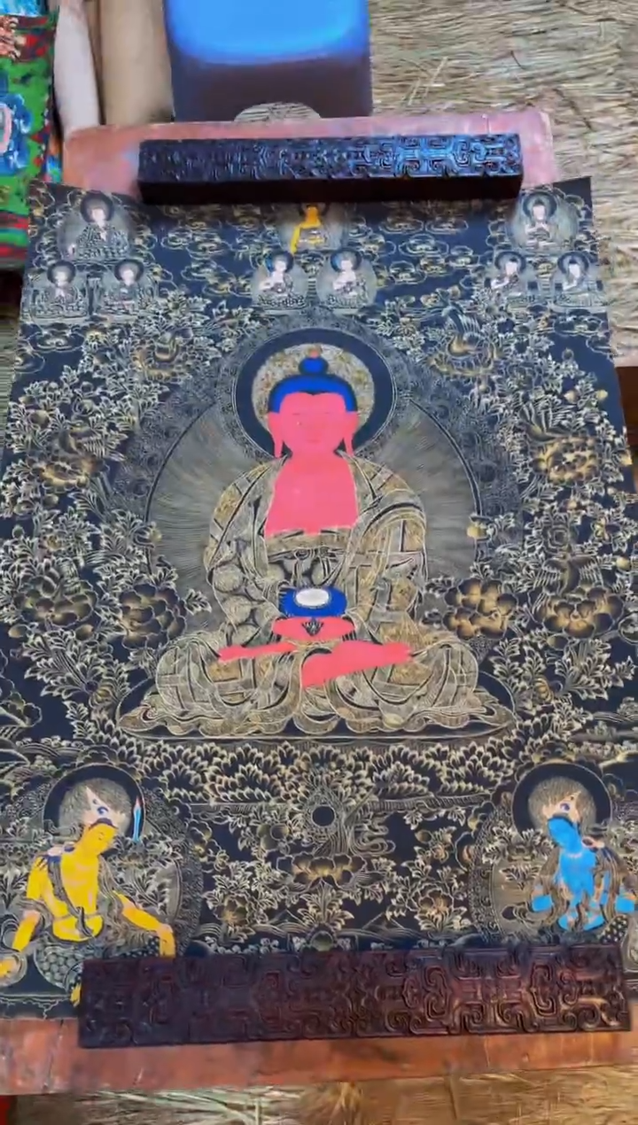 装裱画精品手绘唐卡链接--A139阿弥陀佛