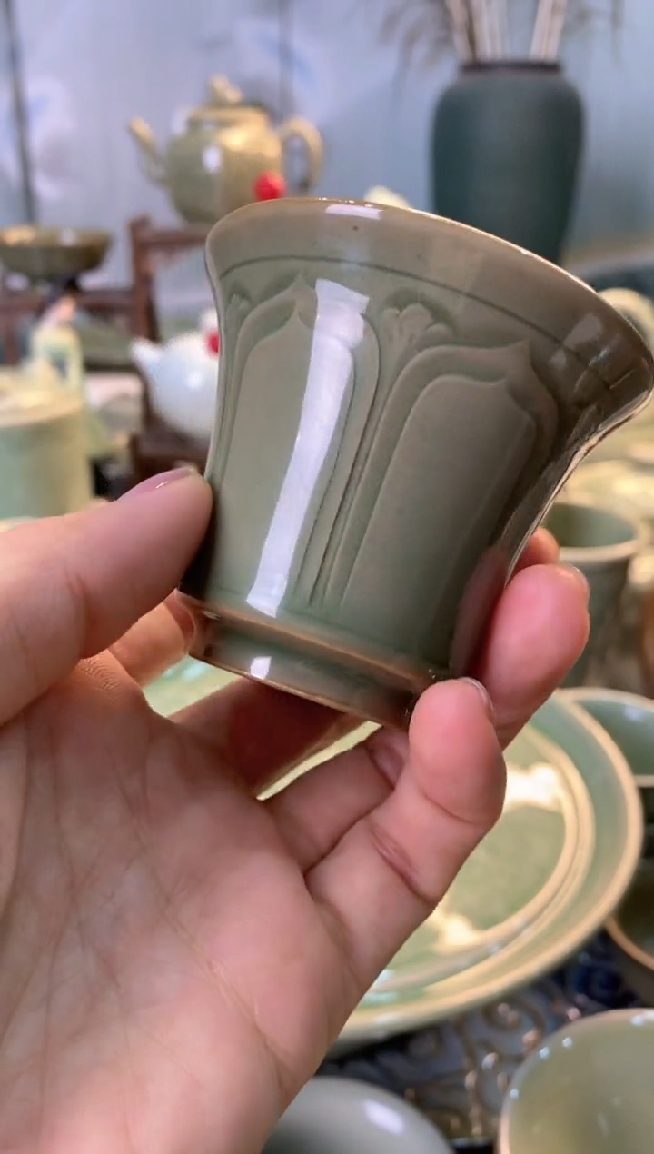 耀州窑L002 手工刻花闻香杯653号