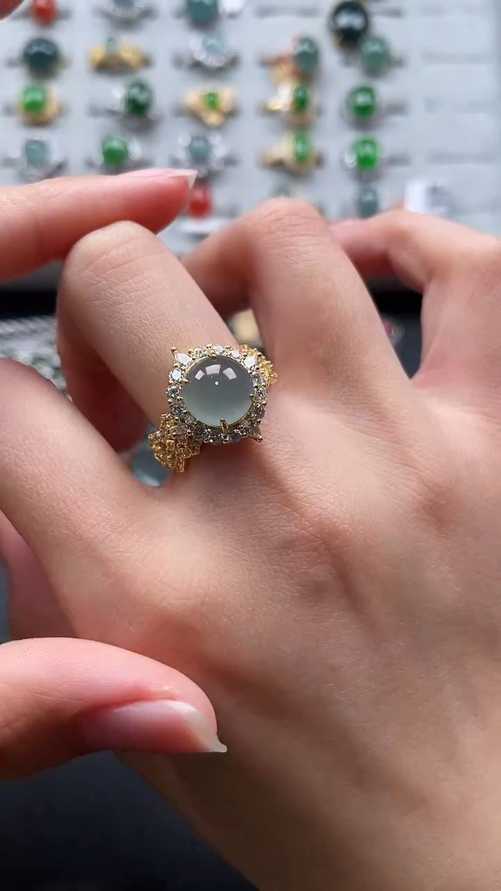 【闪购商品】翡翠戒指银S925镶嵌546435643