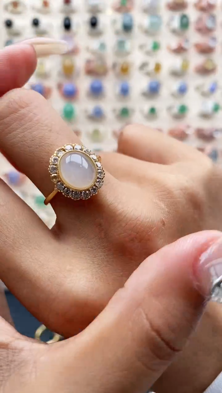 【闪购商品】翡翠戒指银S925镶嵌缅甸天然A货翡翠111  3+1