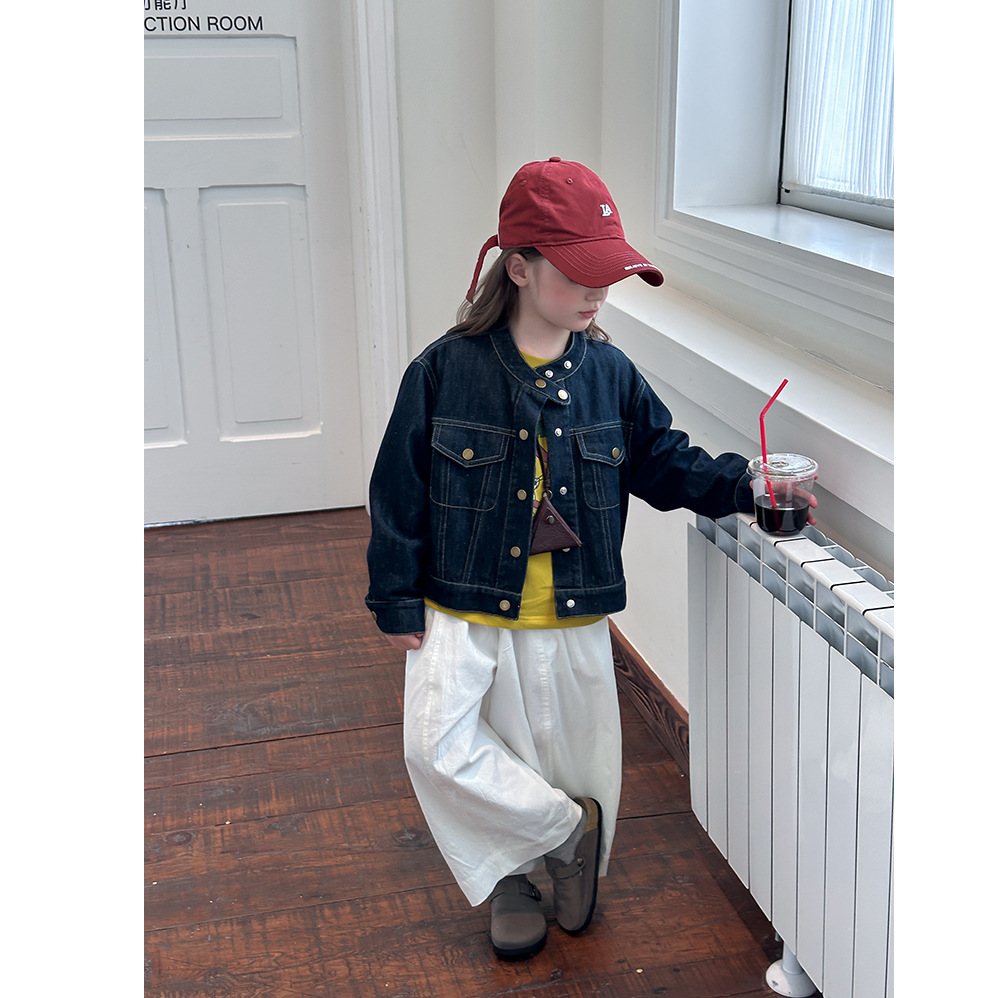 【软牛仔】女童韩版洋气休闲帅气立领牛仔夹克外套上衣25F008