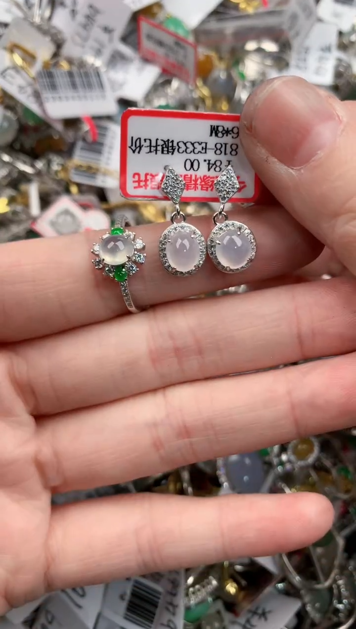 银S925镶嵌戒指翡翠13               5