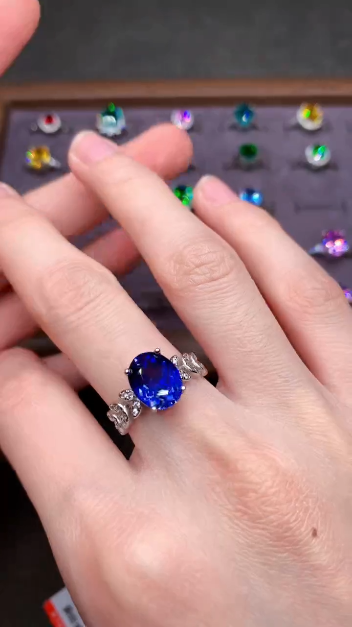 【闪购商品】蓝宝石戒指银S925镶嵌矢车菊