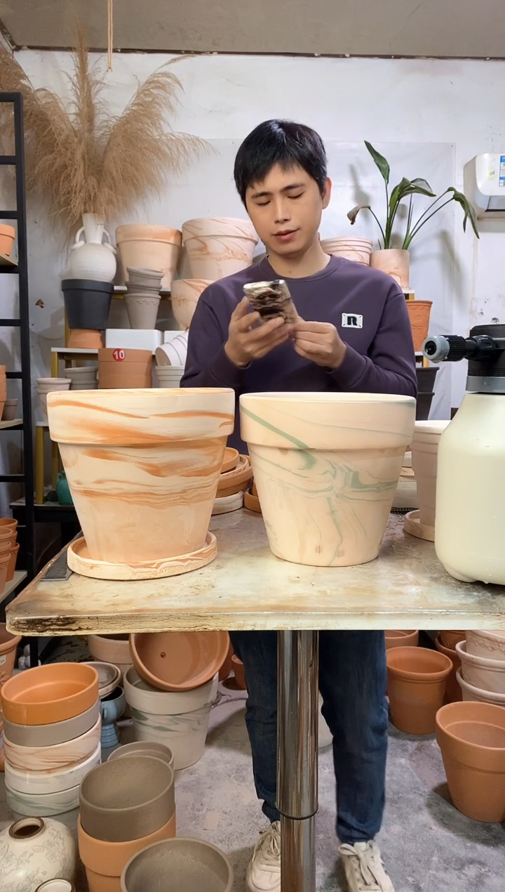 20*19玛奇朵+绿白组合 2盆2托 玛奇朵托盘