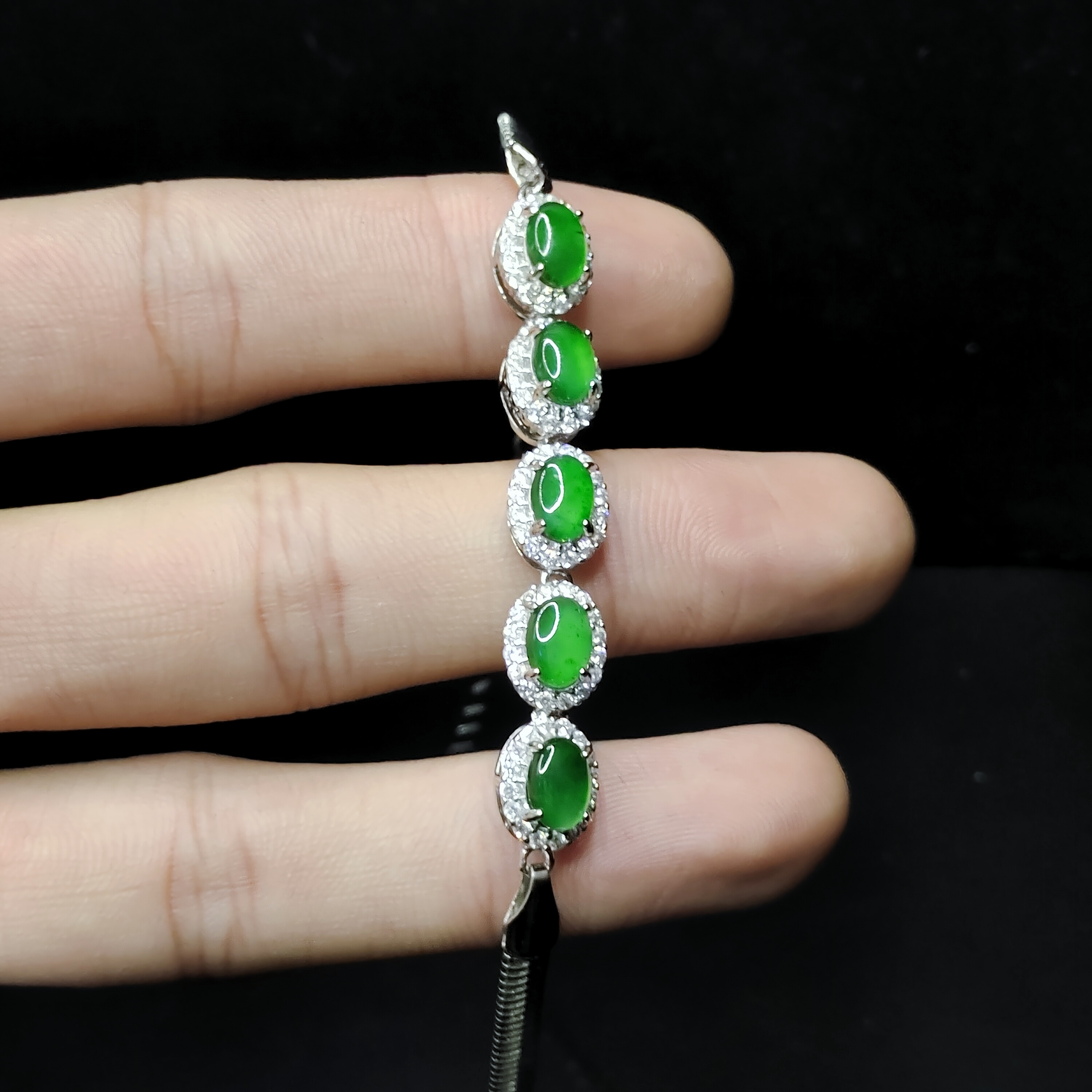 【老三珠宝】翡翠蛋面手链YC41【多样性发其一】约7-5mm