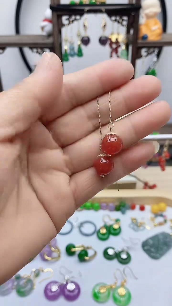 未镶嵌南红玛瑙耳饰81