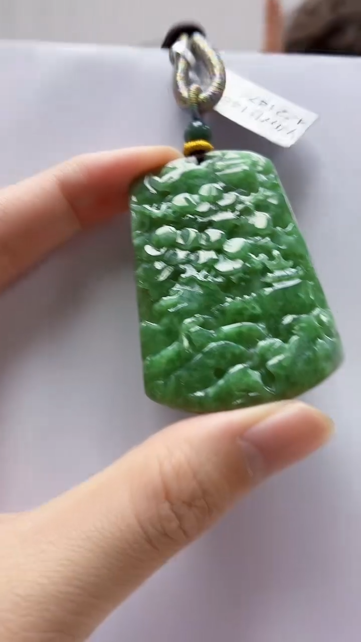 未镶嵌定制翡翠4688zm-毛货挂件山水9