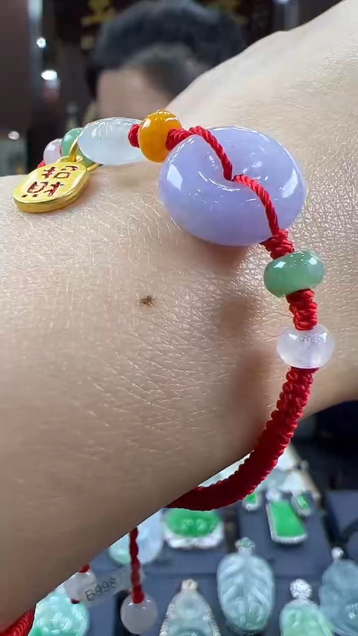 【闪购商品】翡翠未镶嵌挂件紫色平安扣手绳