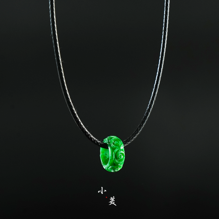 翡翠干青路路通吊坠（多样性发货）赠皮绳