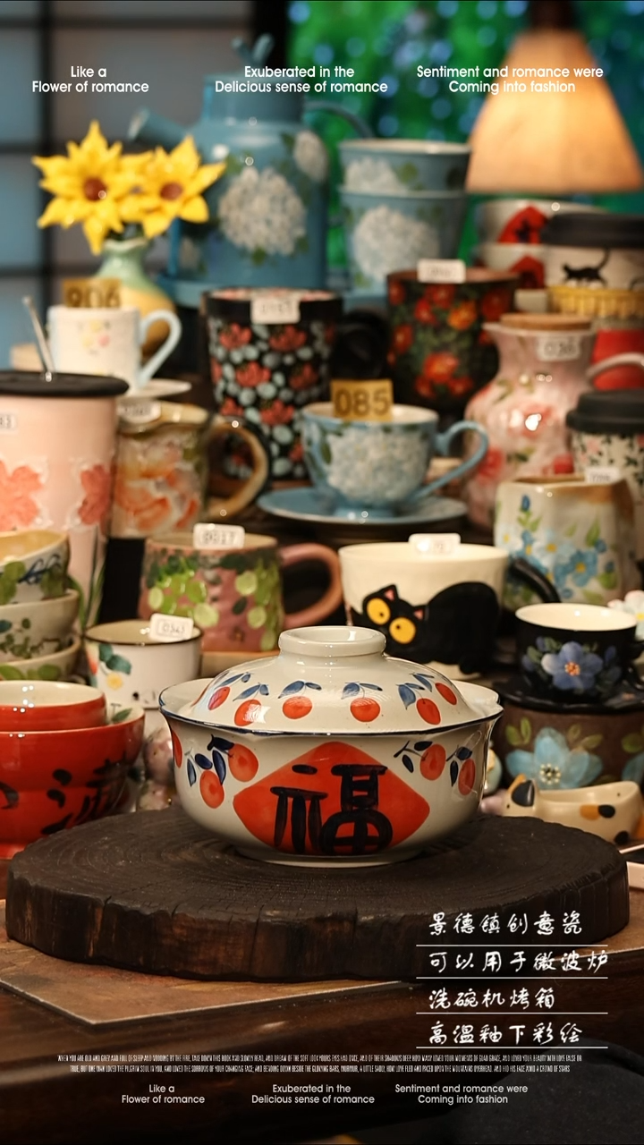 陶瓷景德镇高温釉下彩手工手绘款式