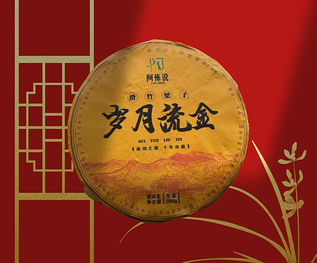 过年专属福利《岁月流金》 14滑竹梁子纯料古树。压制24年 普洱/生茶