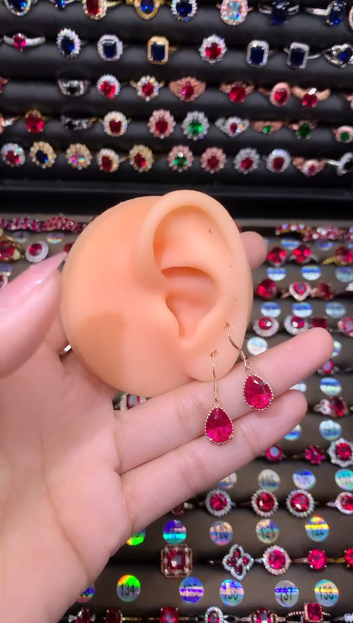 【闪购商品】红宝石耳饰银S925镶嵌1
