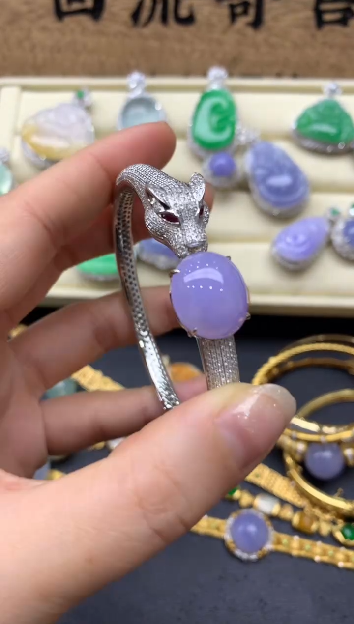 【闪购商品】翡翠手镯18K金镶嵌627-中国好珍宝