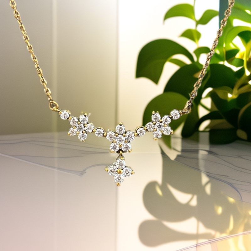 水贝千玺珠宝 雪花套链足金999项链黄金复古电黑工艺5D黑金