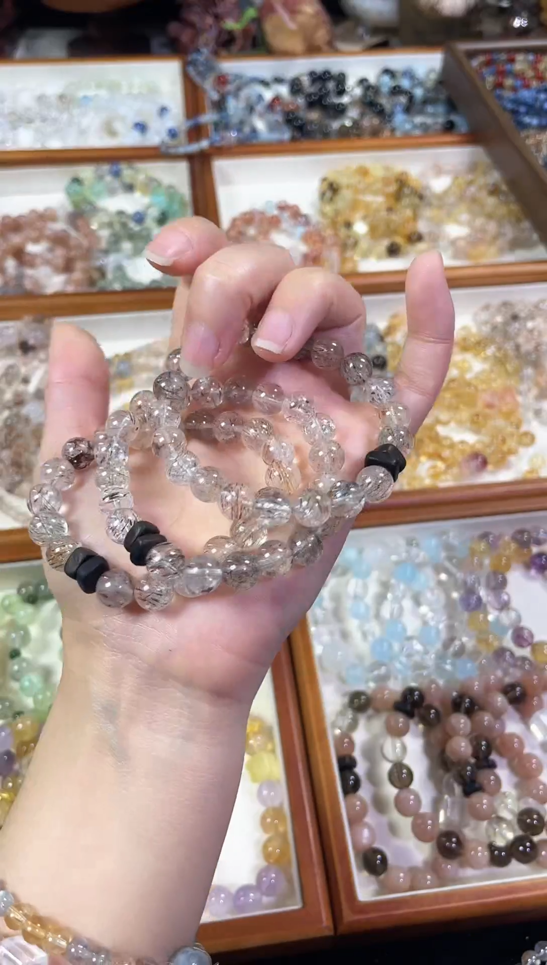 未镶嵌手串水晶天然满发黑金超七沉香手串