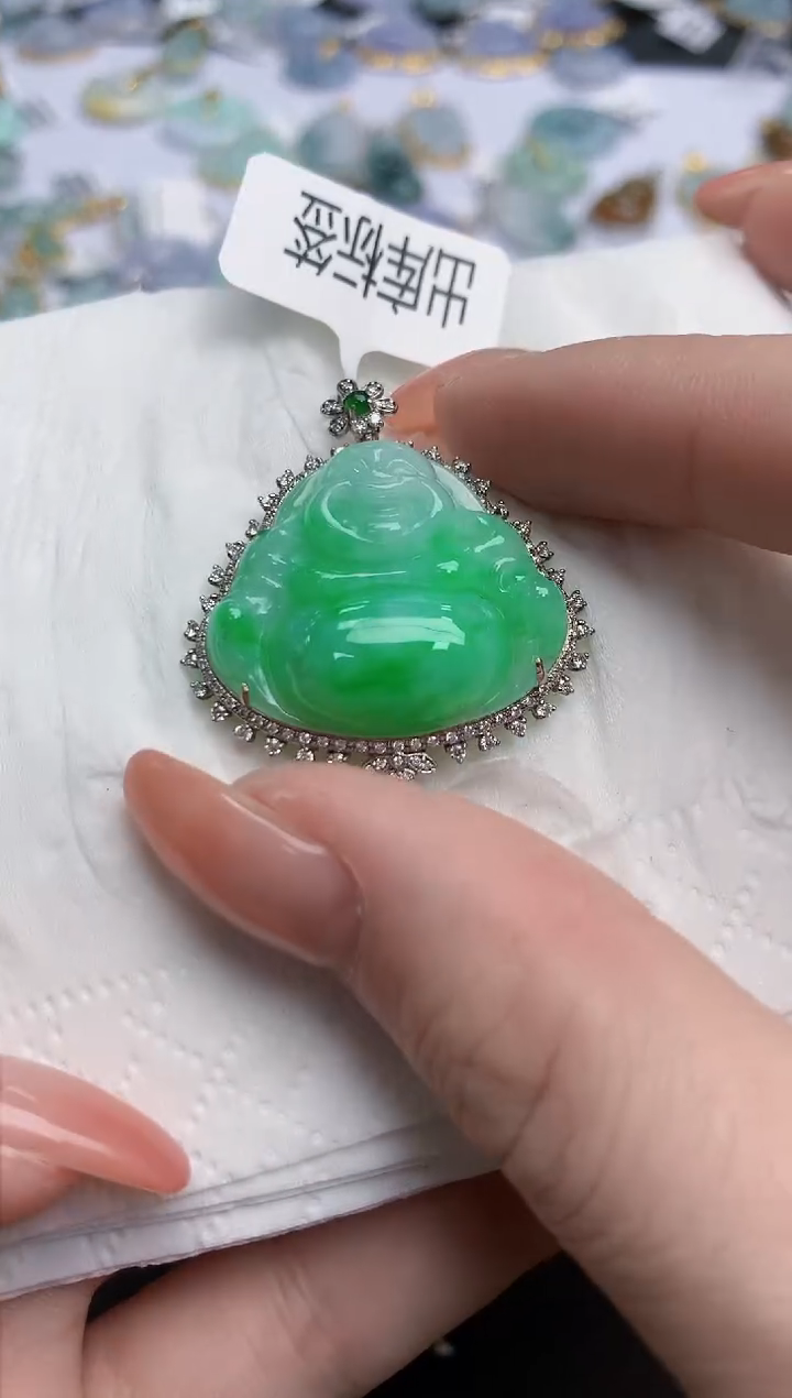 【闪购商品】翡翠颈饰18K金镶嵌天然缅甸翡翠A货