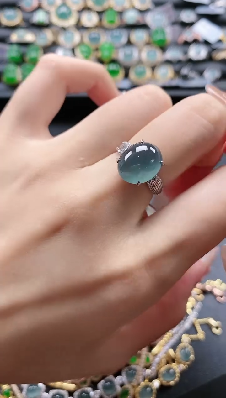 【闪购商品】翡翠戒指银S925镶嵌51511