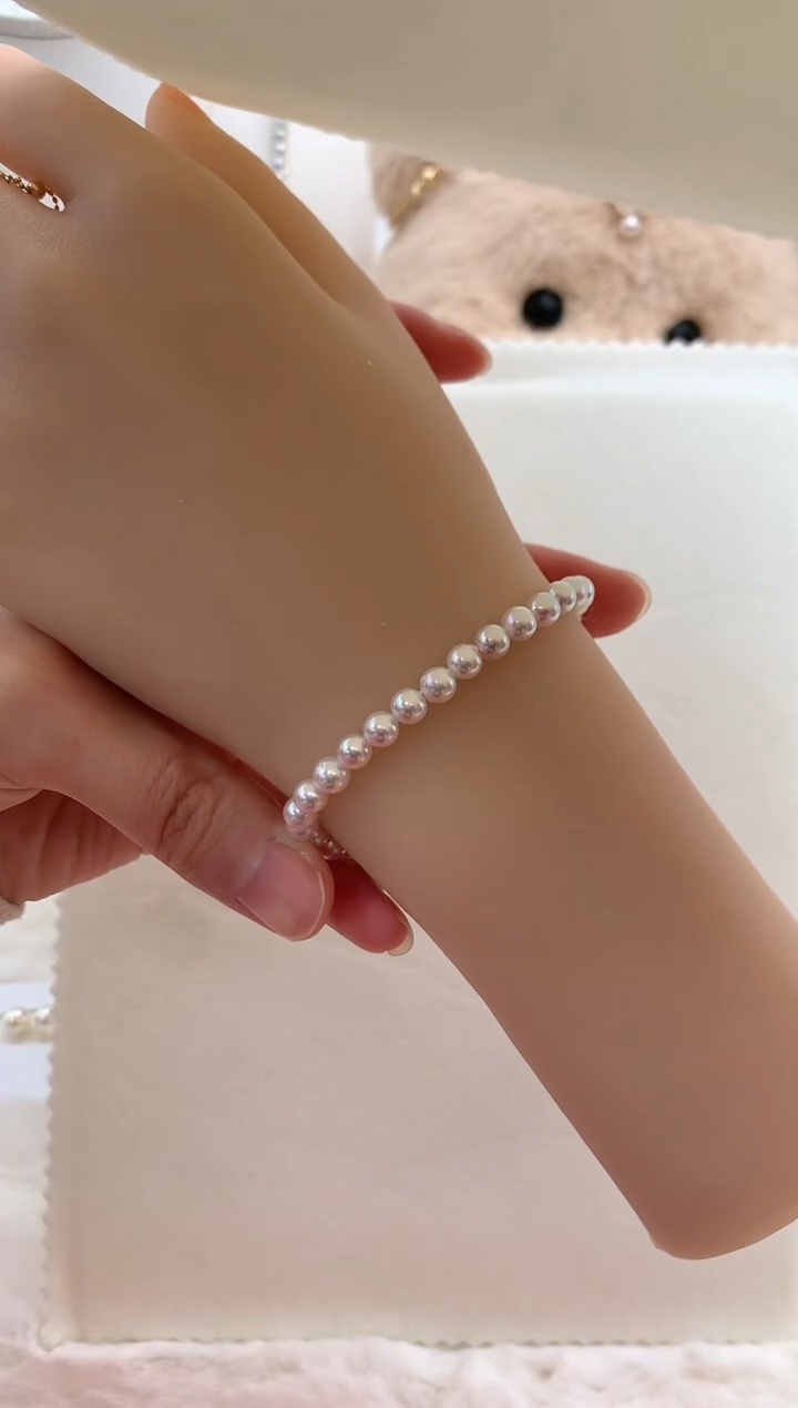 【闪购商品】海水珍珠手绳18K金镶嵌4.5-5极光全珠手链