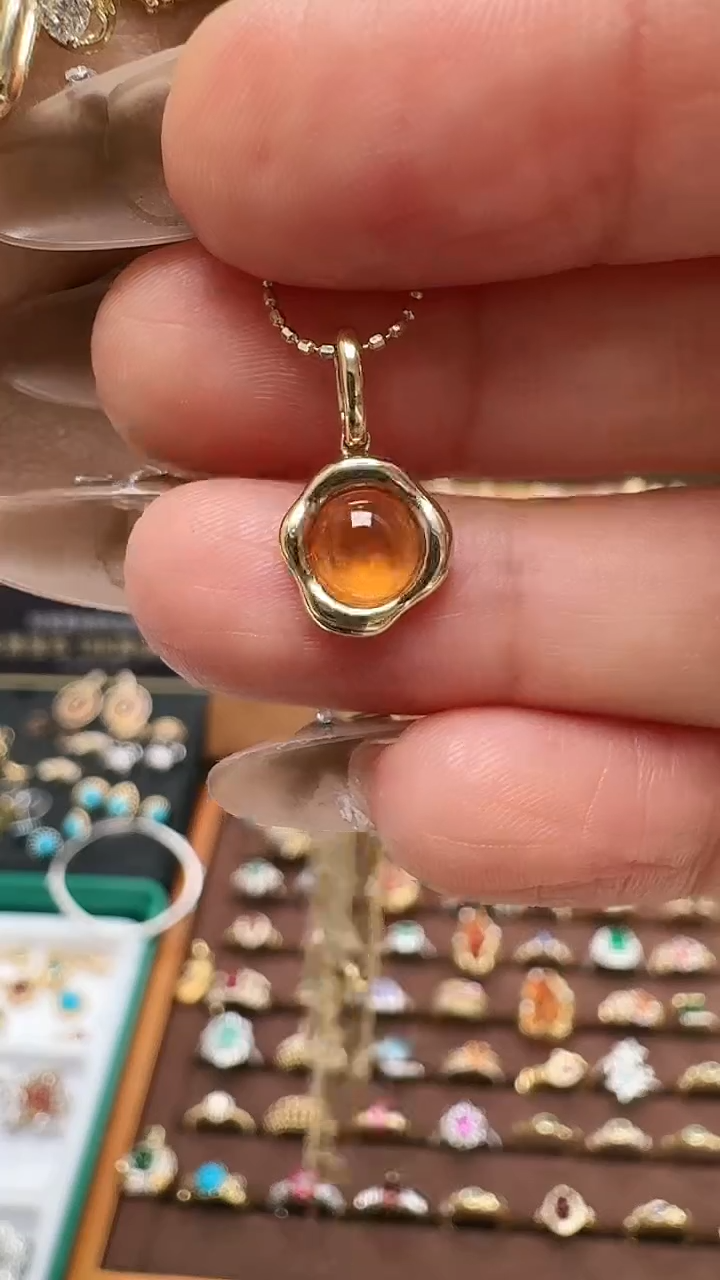 【闪购商品】石榴石吊坠(不含链)18K金镶嵌18K金芬达吊坠