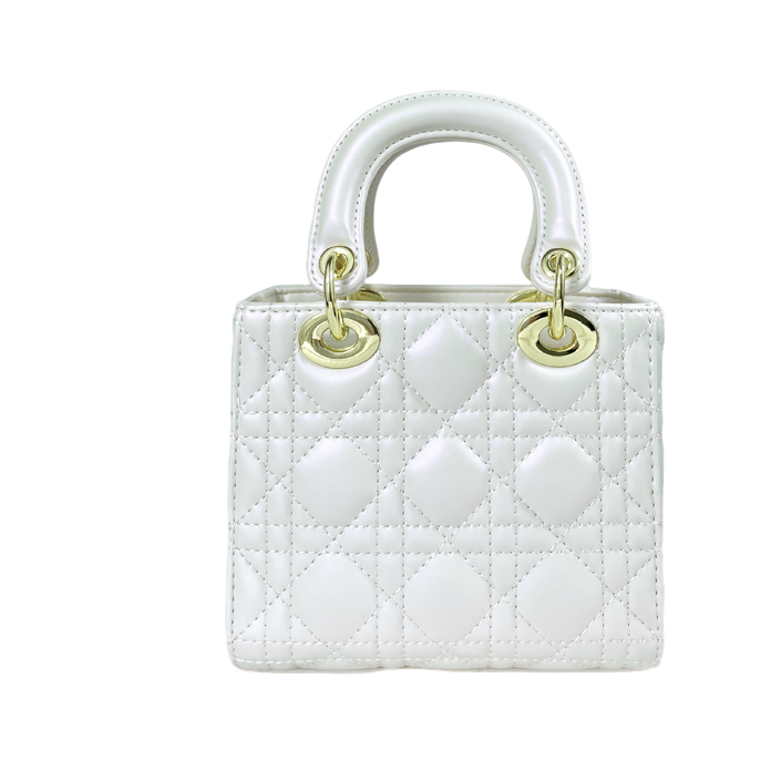 小号珠光白高级质感手提斜挎包