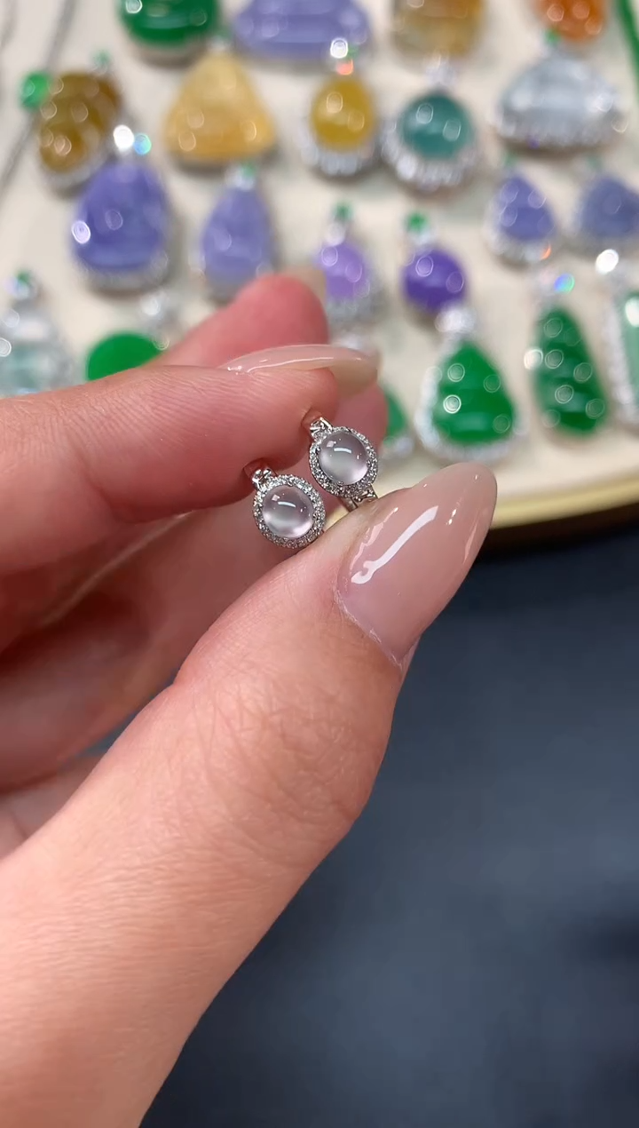 【闪购商品】翡翠耳饰18K金镶嵌A522|3980