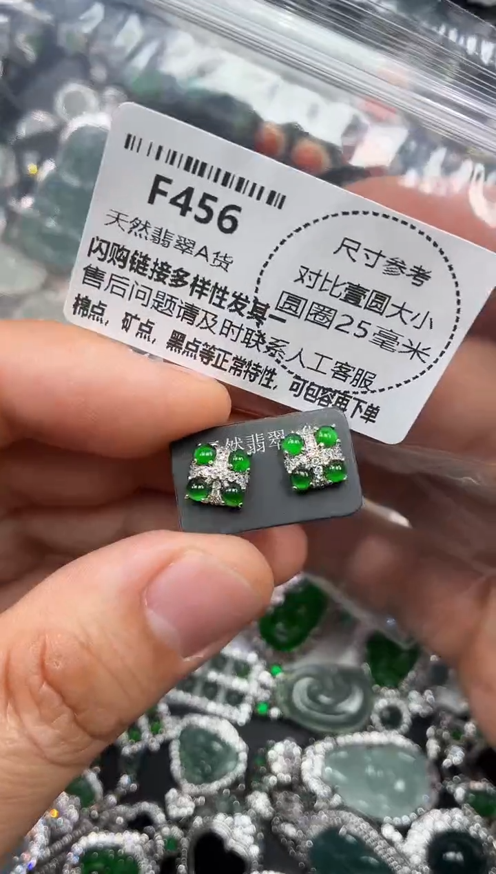 颈饰未镶嵌翡翠F456耳钉