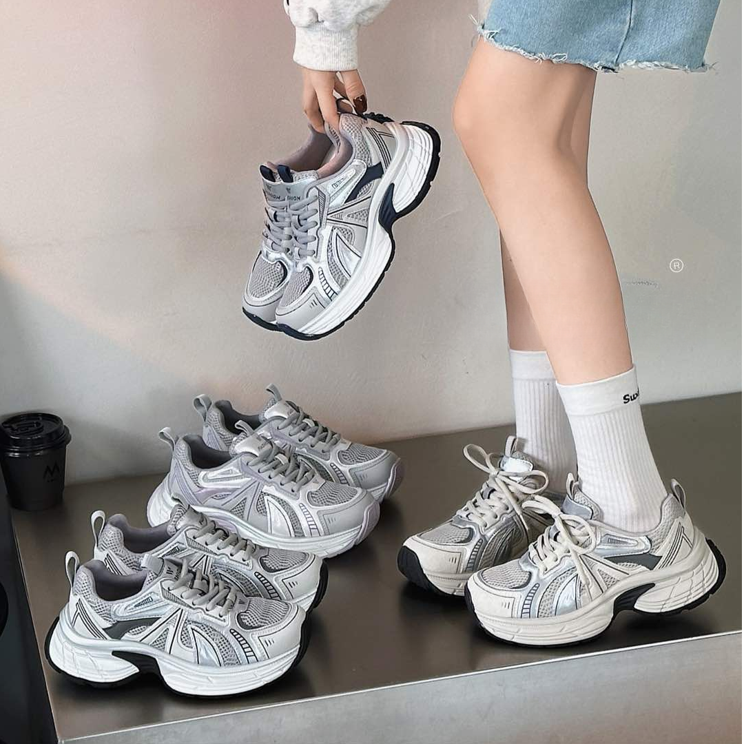 春节新款双网透气休闲时尚轻质老爹鞋