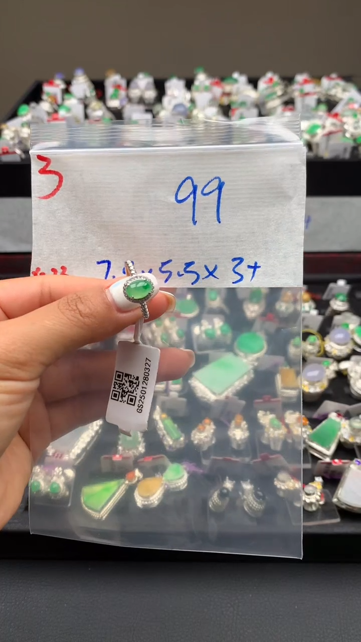 【闪购商品】翡翠戒指银S925镶嵌毛货需精细抛光拍一发一