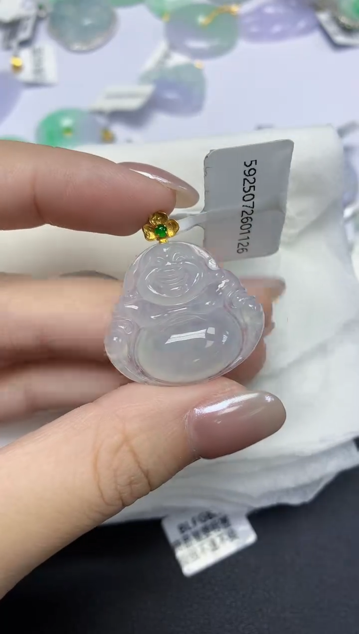 翡翠18K金镶嵌颈饰天然缅甸翡翠A货百元以上9元证书费自理