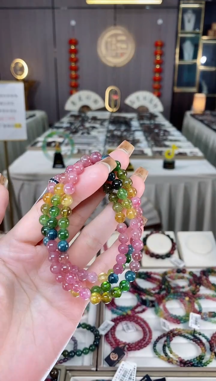 未镶嵌老矿碧玺三圈手串6mm+碧玺dan多样性发货一条