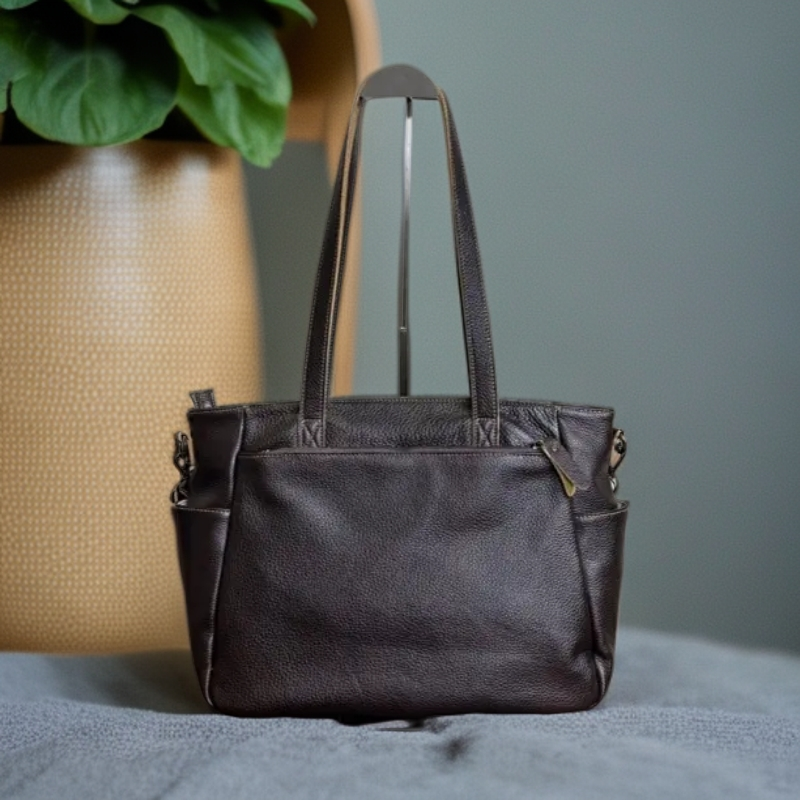 三隔层纯色单肩包百搭公文包 8725#