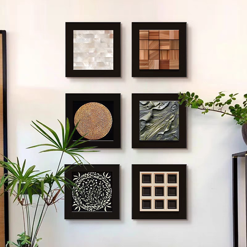 法式风现代装饰画中古复古玄关画装饰画组合挂画手工砂岩画中古风