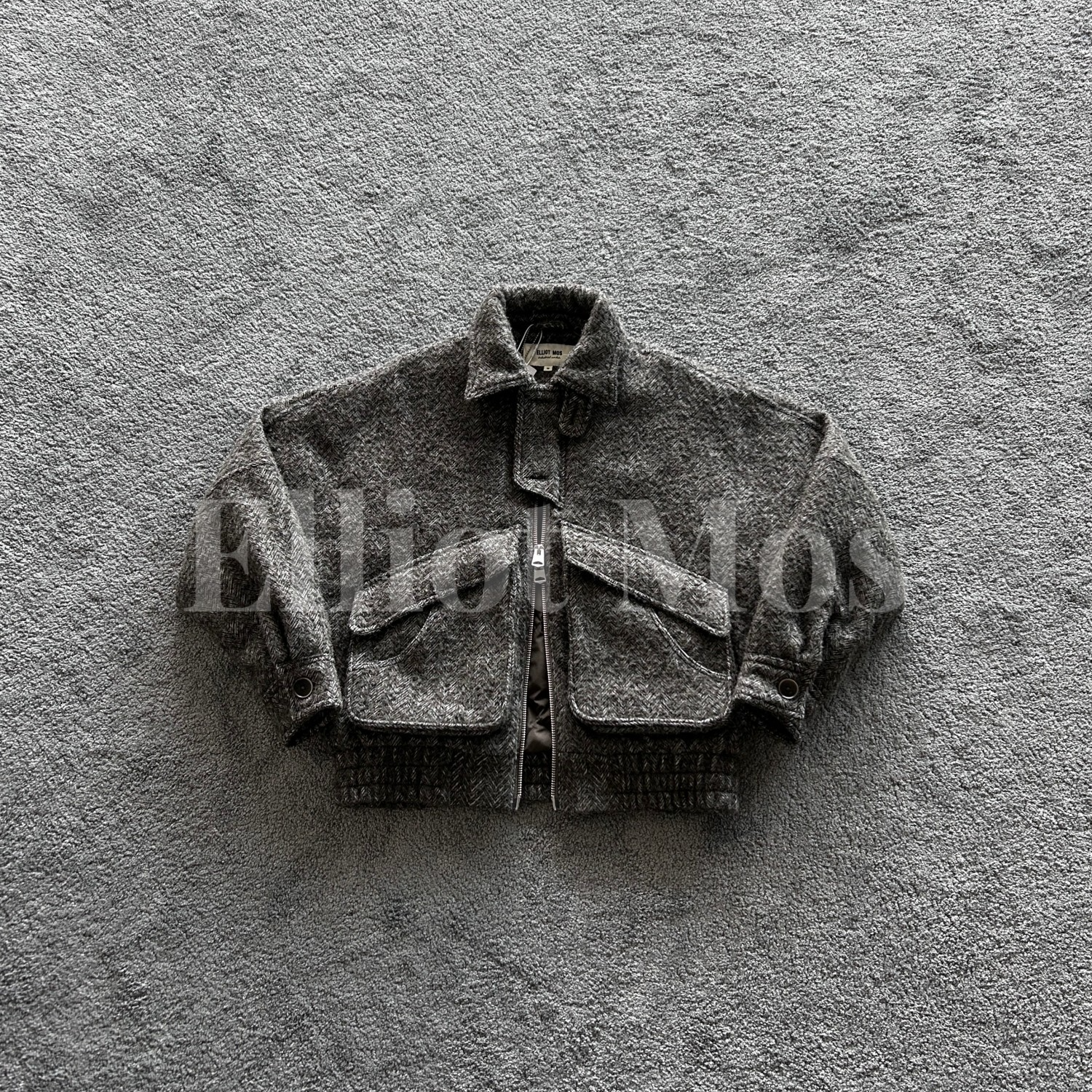 Elliot Mos线构绒呢~Down jacket 人字纹绵羊毛混纺鹅绒服-1478