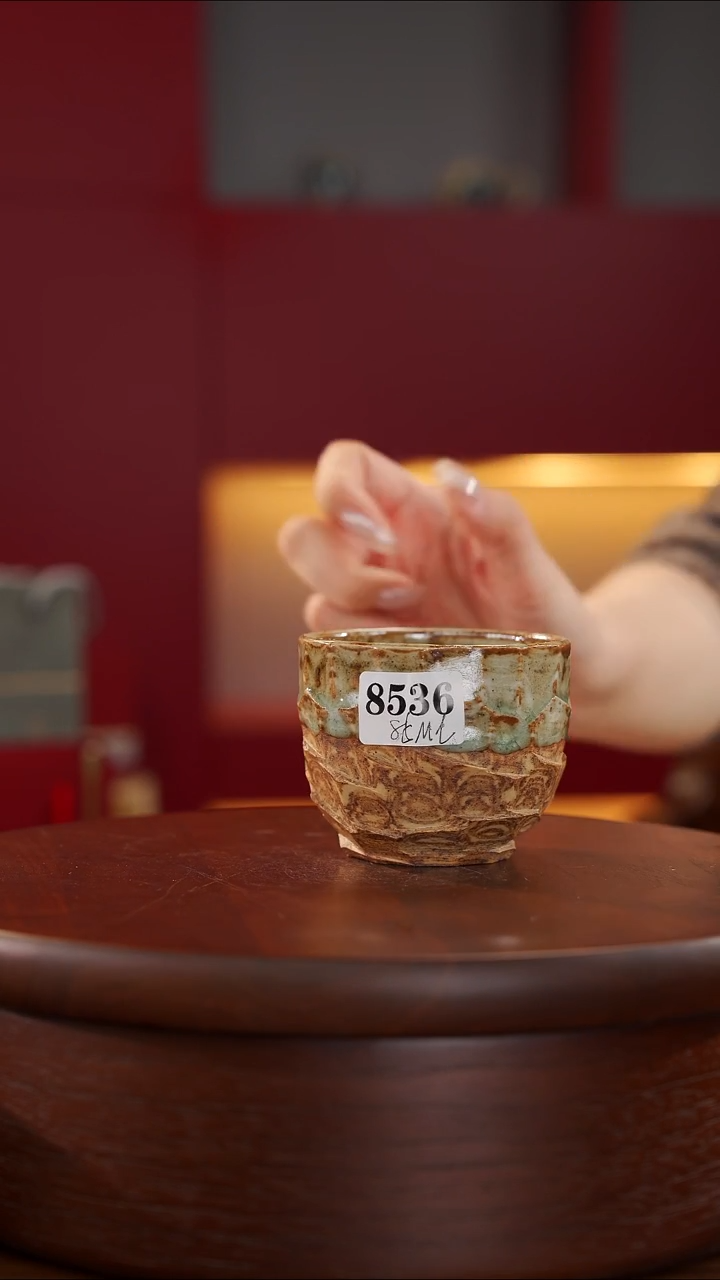 8536 裸烧铁胎天珠杯@@st-TTB 