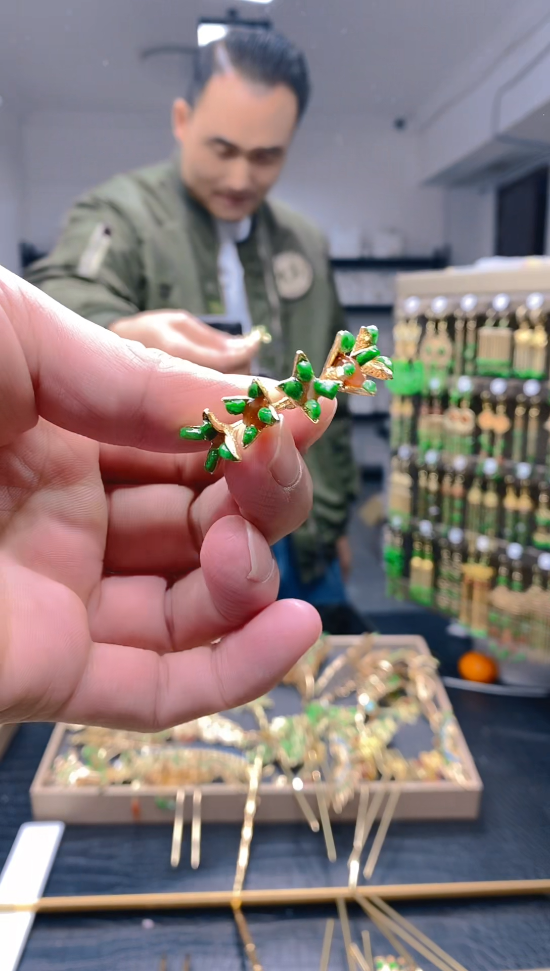 【闪购商品】翡翠耳饰合金222翡翠发簪